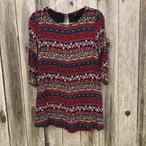 Forever 21 Boho Long Sleeve Tunic Shift Mini Dress Small